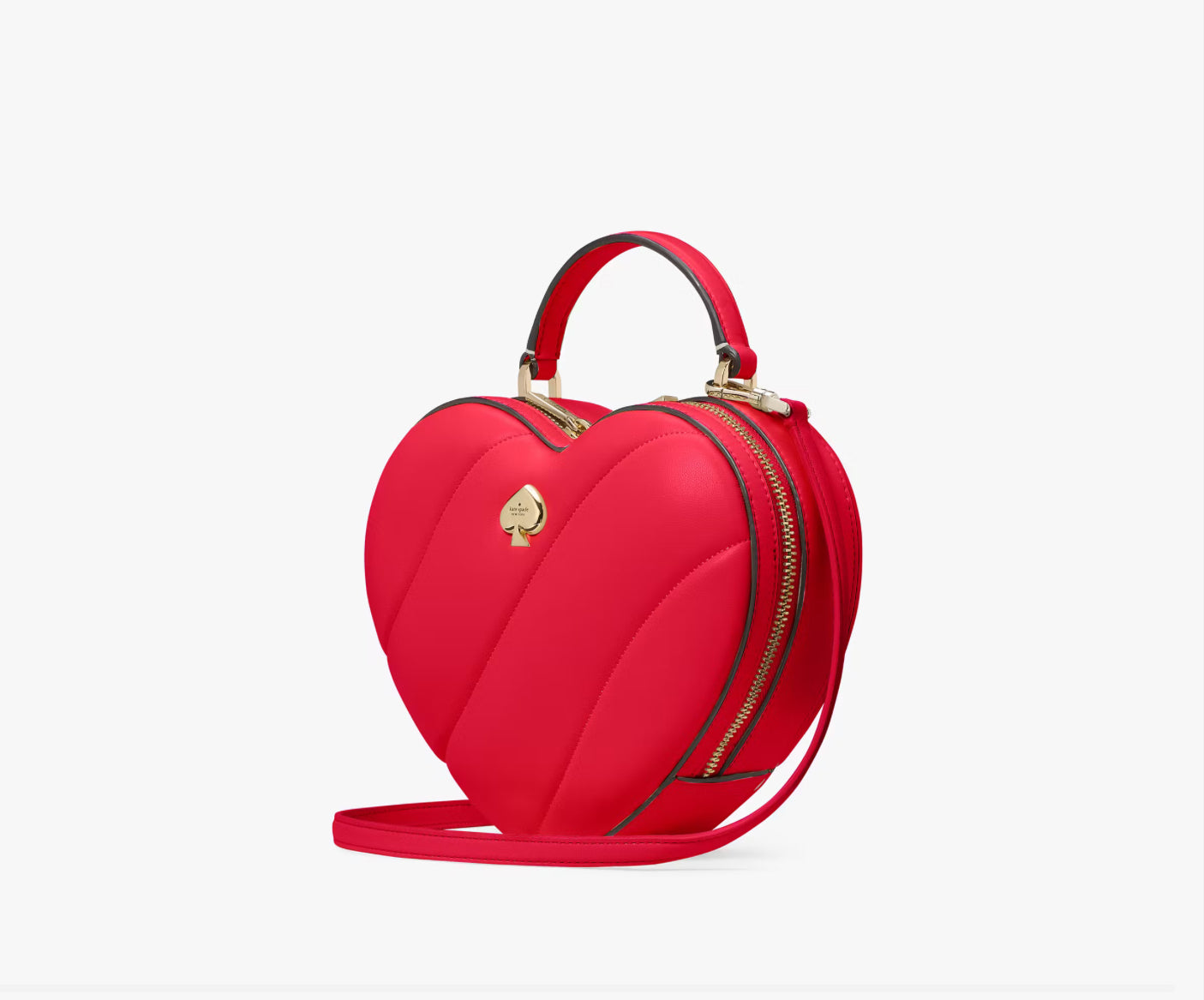 NWT Kate Spade Love Shack Quilted 3D Heart Leather Crossbody In Red