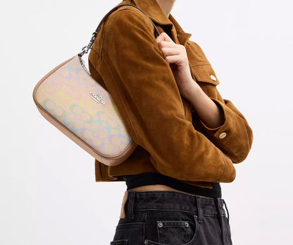 NWT Coach Teri Shoulder Bag In Rainbow Signature Canvas