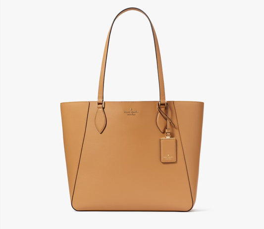 NWT Kate Spade Poppy Large Leather Tote In Tiramisu Mousse