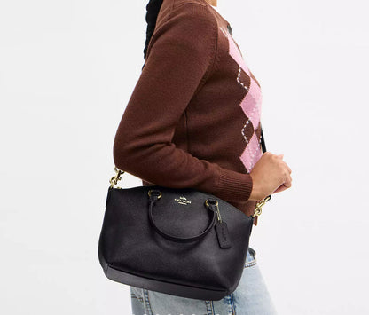 NWT Coach Leather Sadie Satchel Bag In Black