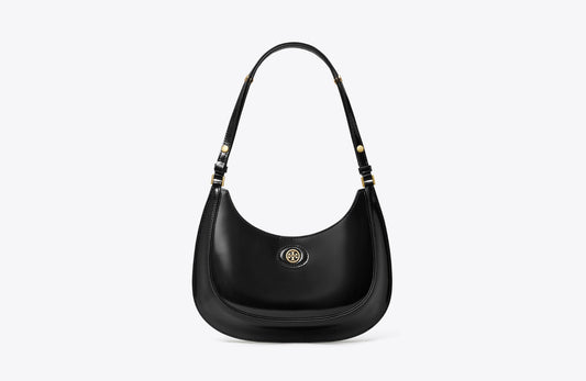 Tory Burch Robinson Spazzolato Convertible Crescent Leather Bag with Original Dust Bag