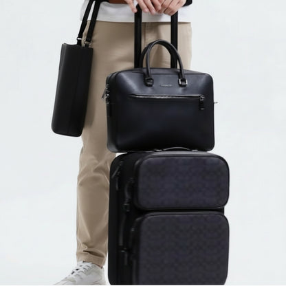 NWT Coach Ethan Slim Brief Laptop Leather Bag In Black