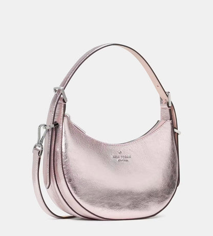 NWT Kate Spade Nova Crinkle Metallic Small Crescent Shoulder Bag