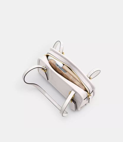 NWT Coach Swing Zip Leather Bag 20 In Chalk