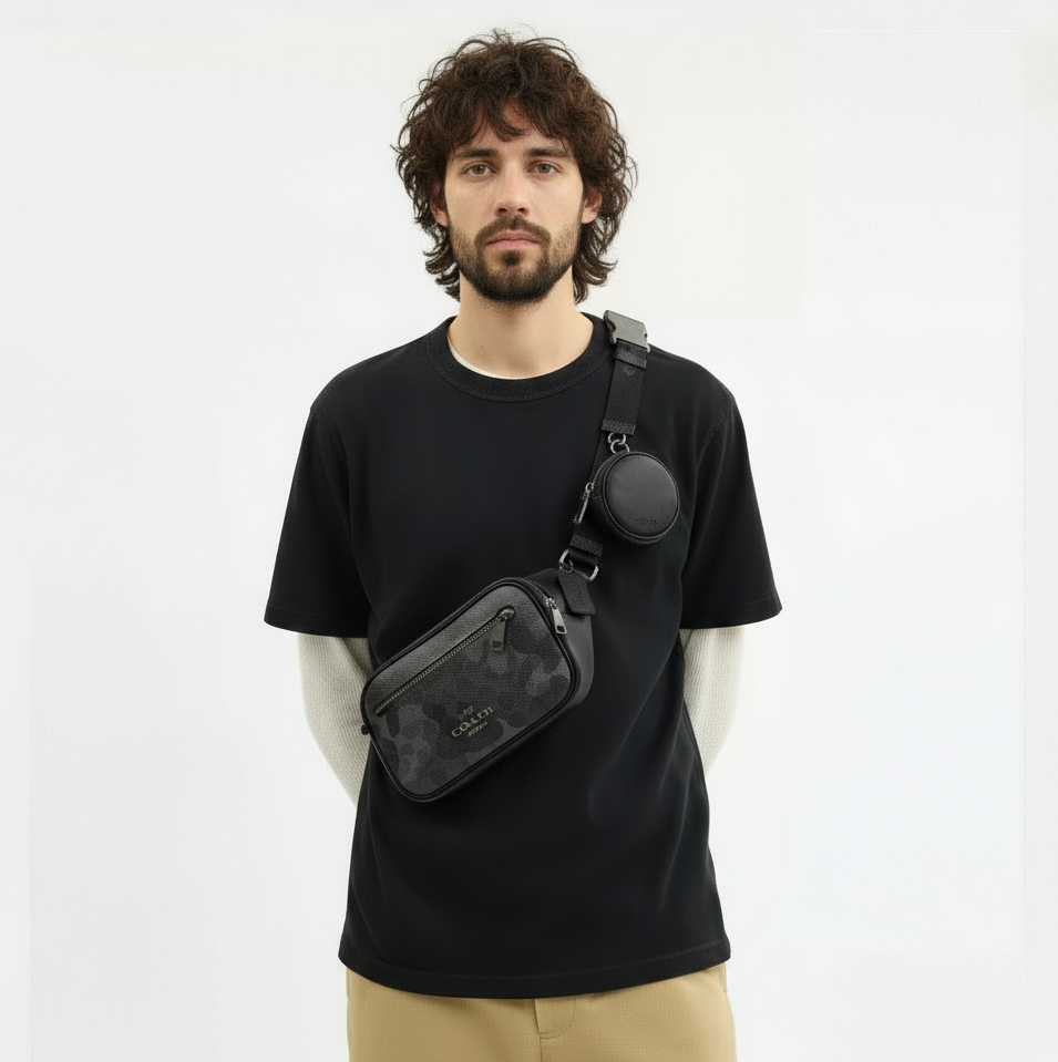 NWT Coach Unisex Elias Belt Bag In Signature Canvas In Camo Print