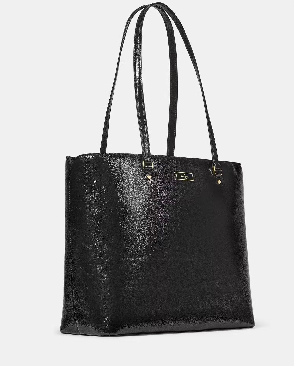 NWT Kate Spade Bridget Crinkle Patent Large Tote In Black