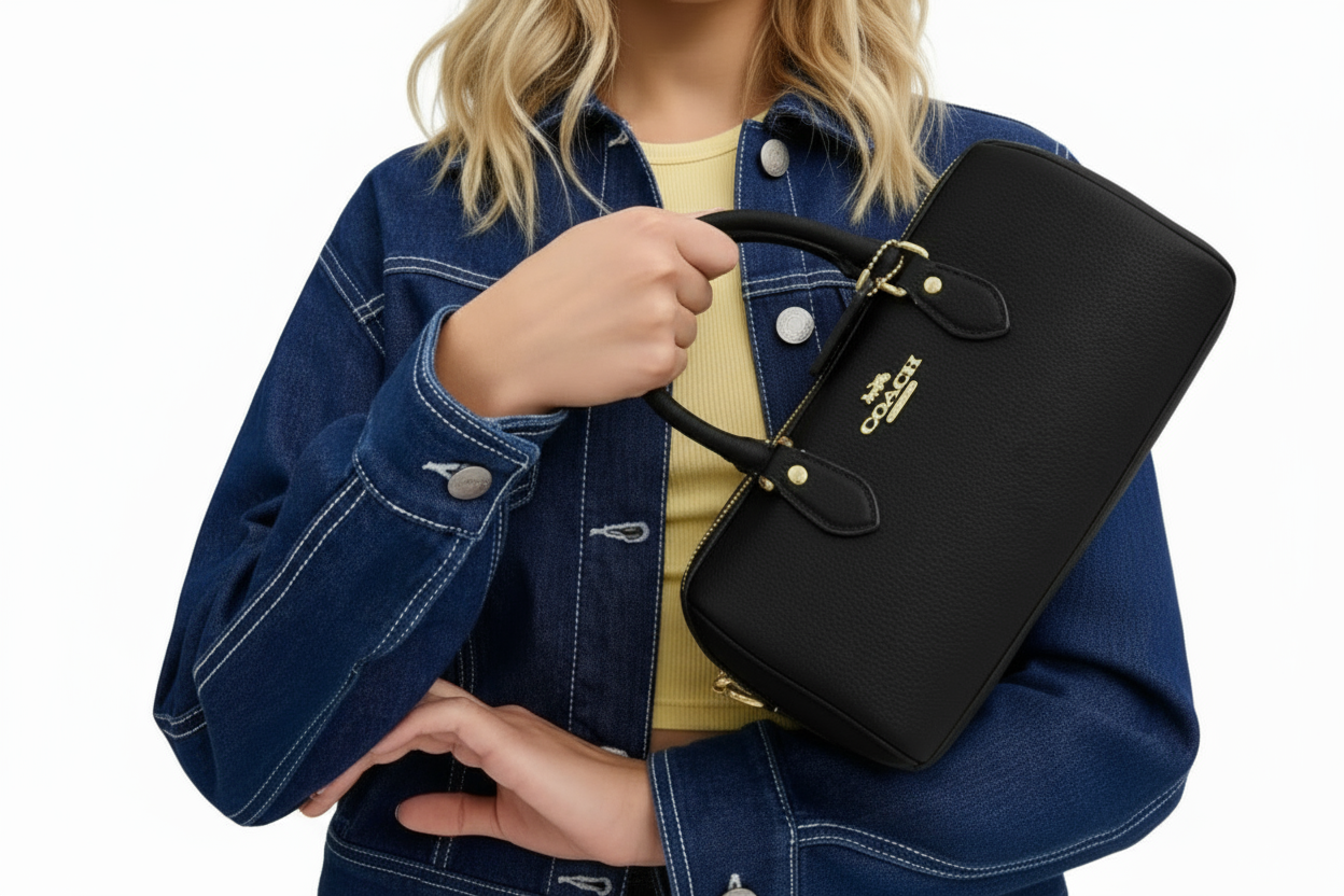 NWT Coach Rowan LONG Satchel Leather Bag In Gold/Black