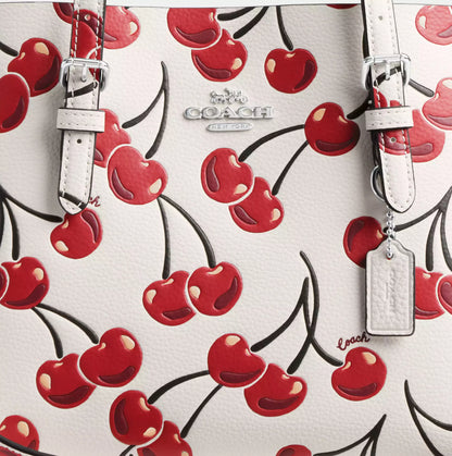 NWT Coach Leather Mollie Tote Bag 25 With Cherry Print