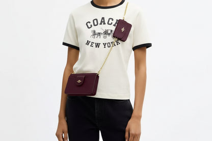 NWT Coach Poppy Crossbody Leather Bag In Dark Wine