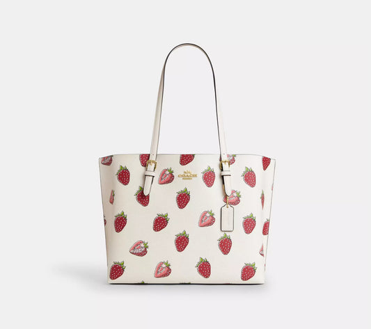 NWT Coach Large Mollie Tote Bag With Strawberry Print