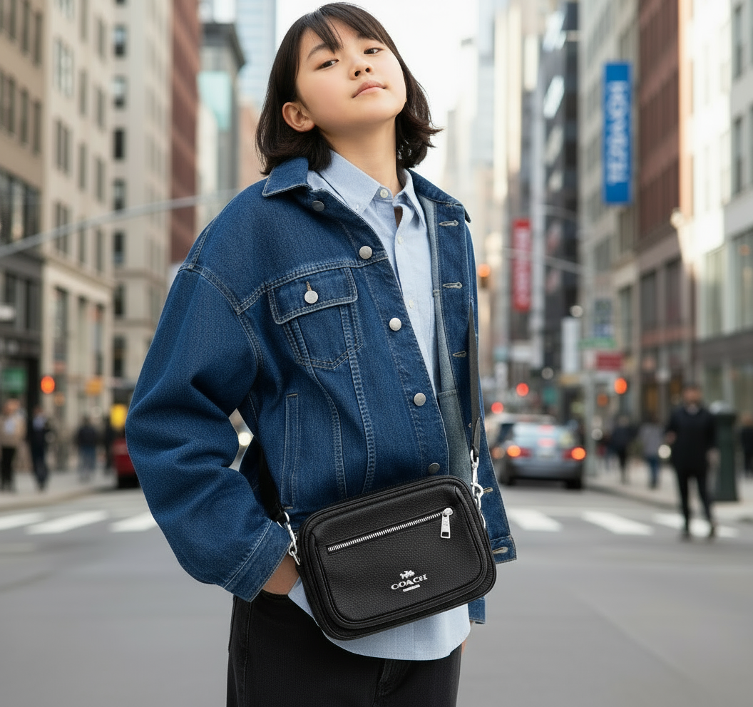 NWT Coach Leather Elias Crossbody Unisex Medium Bag In Black