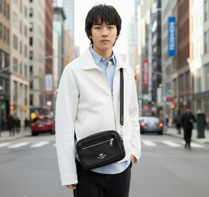 NWT Coach Leather Elias Crossbody Unisex Medium Bag In Black