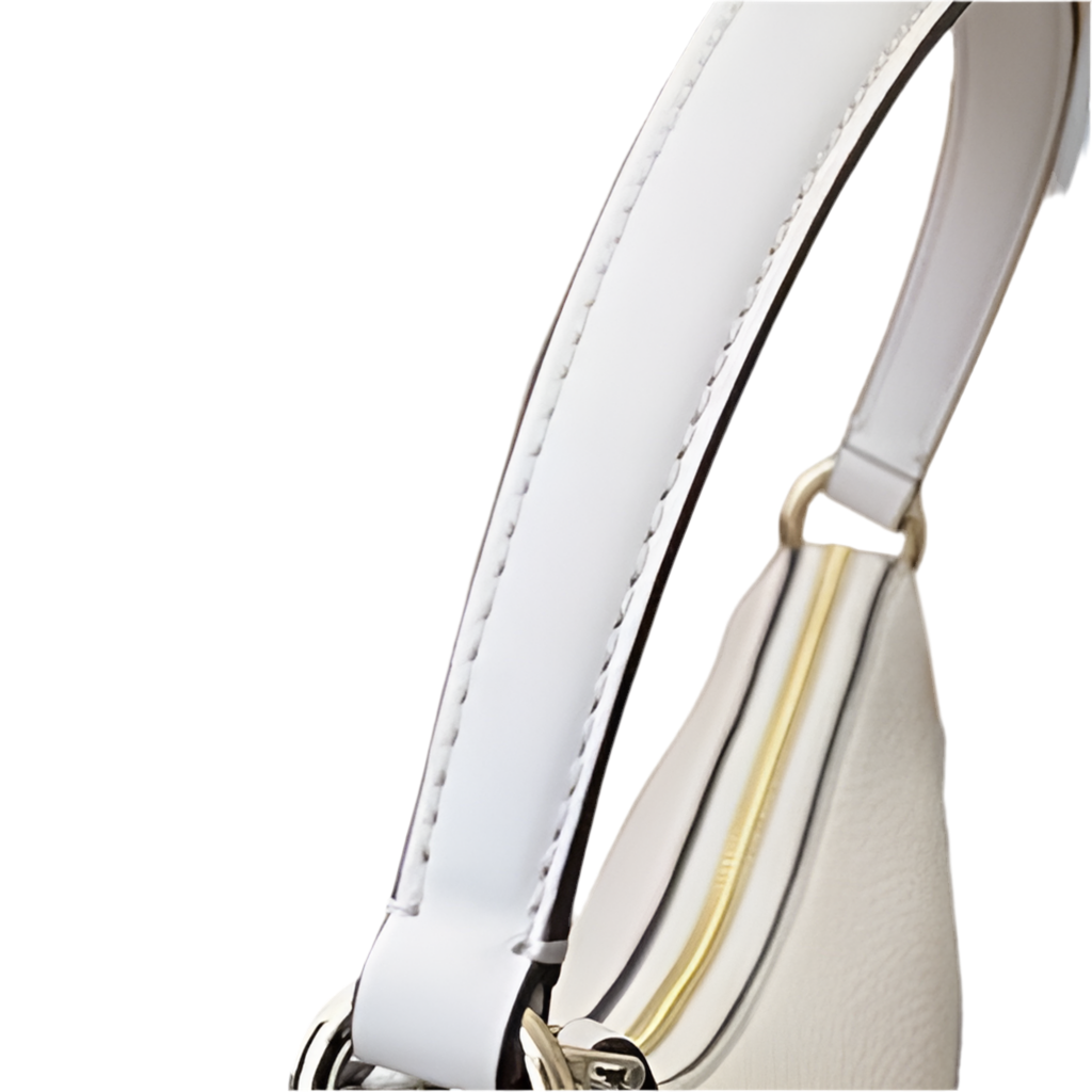 Michael Kors LARGE Dover Top Zip Half Moon Leather Shoulder white Bag