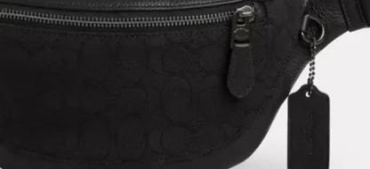 NWT Coach Warren Mini Belt Bag Fanny Pack In Signature Jacquard & Smooth Leather