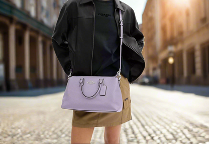 NWT Coach Leather Georgia Sachel Convertible Bag In Silver/Lilac