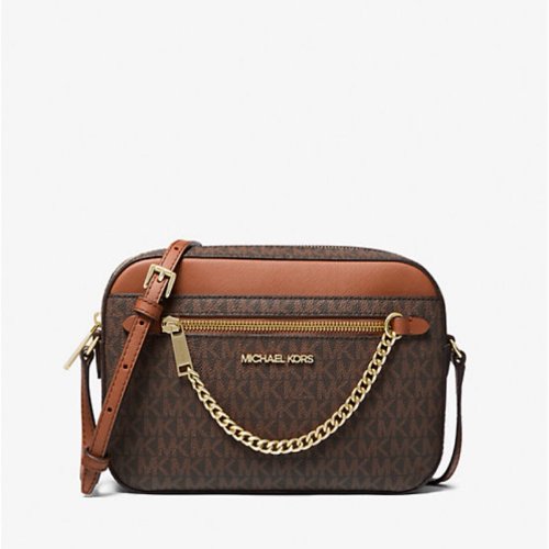 Michael Kors Jet Set Large Logo Crossbody Bag with Zip Chain