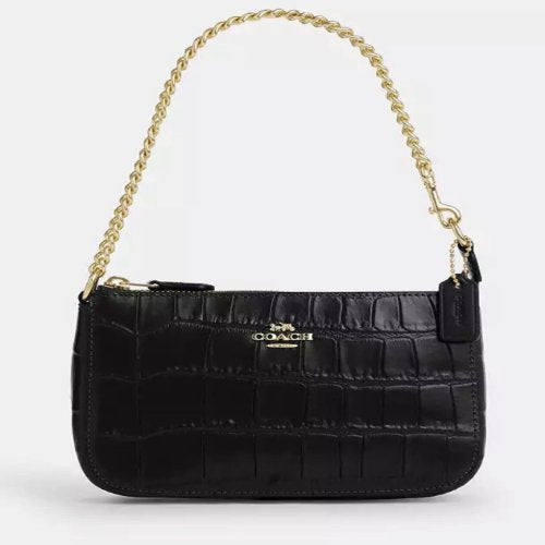 Coach Black Nolita 19 Crocodile Embossed Leather Convertible Bag