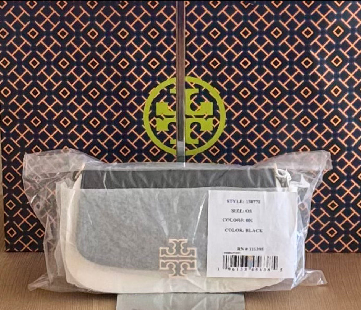 Tory Burch Britten Convertible Crossbody Leather Handbag Black