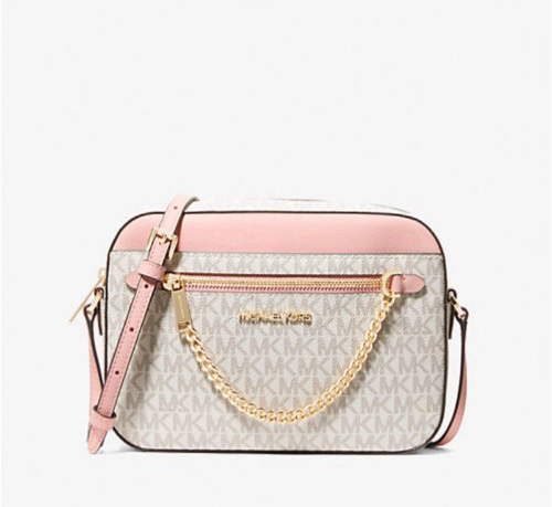 NWT Michael Kors Jet Set Large Logo Crossbody Bag with Zip Chain