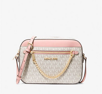 NWT Michael Kors Jet Set Large Logo Crossbody Bag with Zip Chain