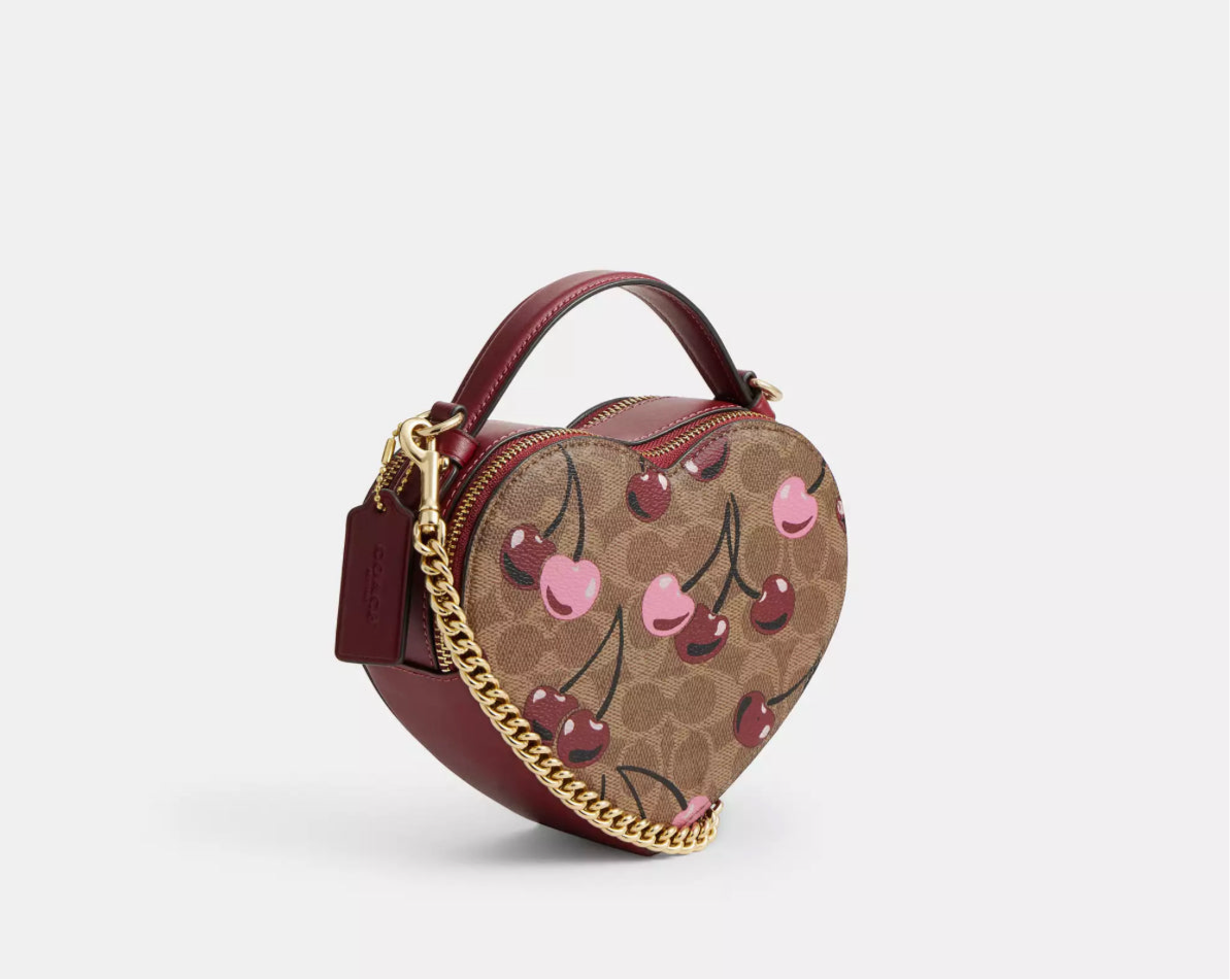 NWT Coach Heart Crossbody Bag In Signature Canvas With