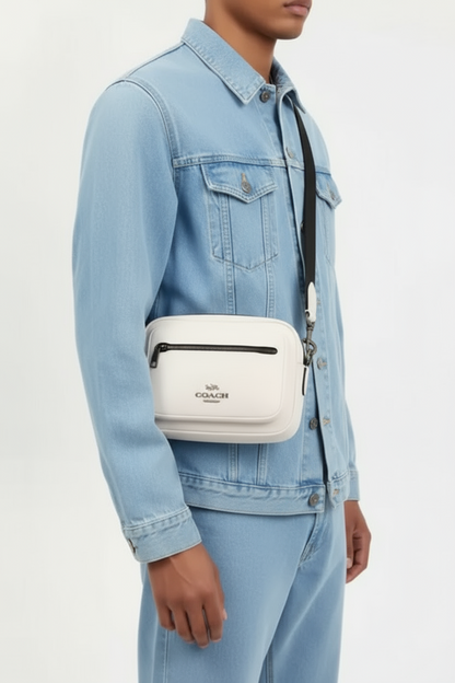 NWT Coach Unisex Elias Crossbody Leather Bag In Chalk