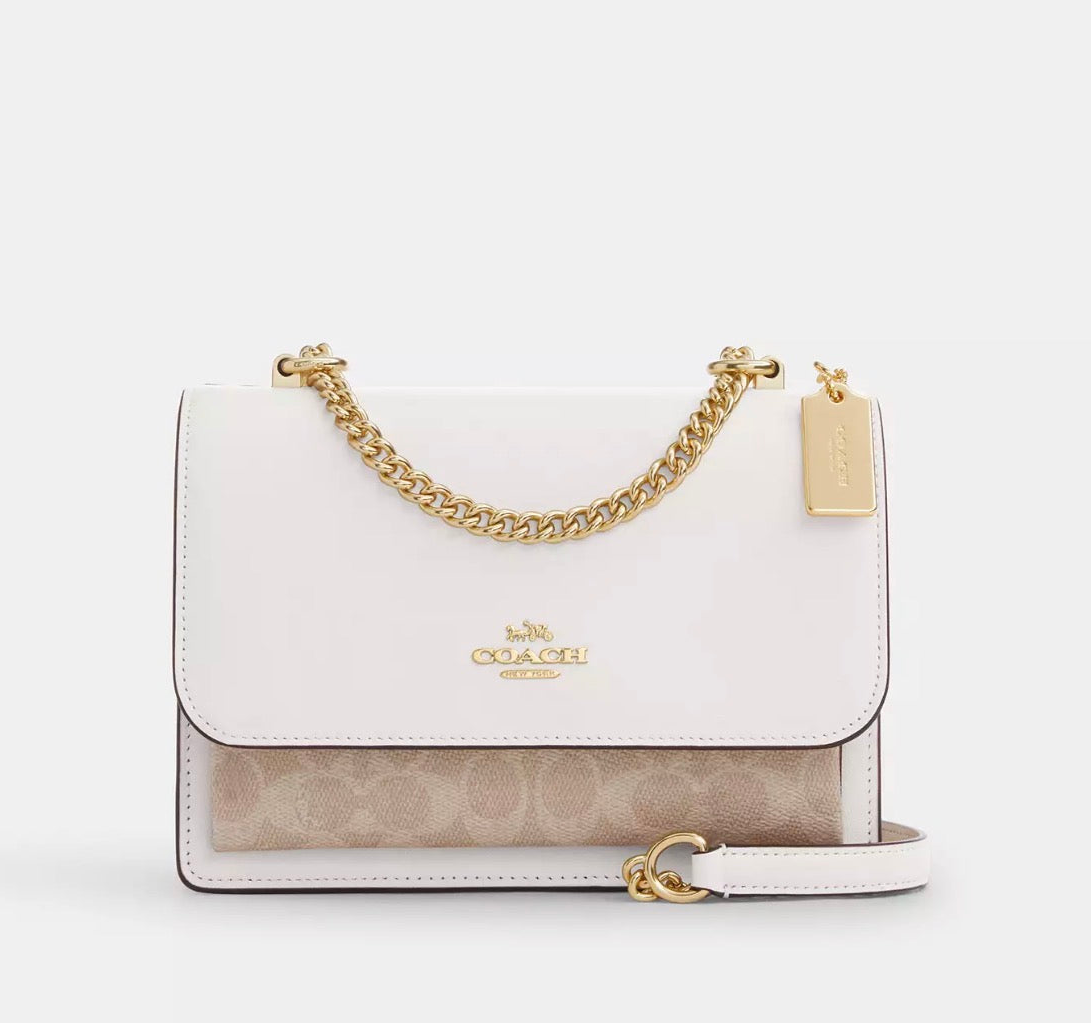 NWT Coach Klare Crossbody Bag In Signature Canvas & Smooth Leather