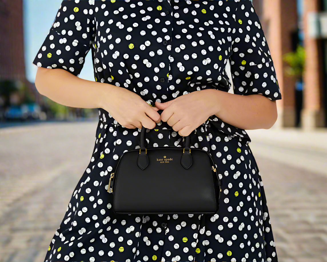 NWT Kate Spade Leather Madison Small Dolly Duffle Crossbody Bag In Black