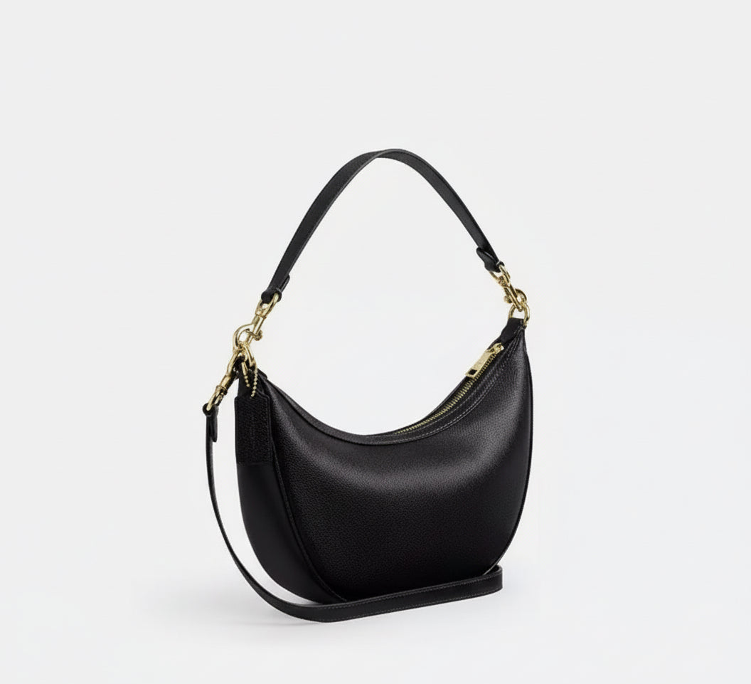Coach Aria Shoulder/Crossbody Leather Bag In Gold/Black