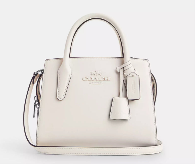 NWT Coach Medium Andrea Carryall Crossbody Leather Bag In Chalk