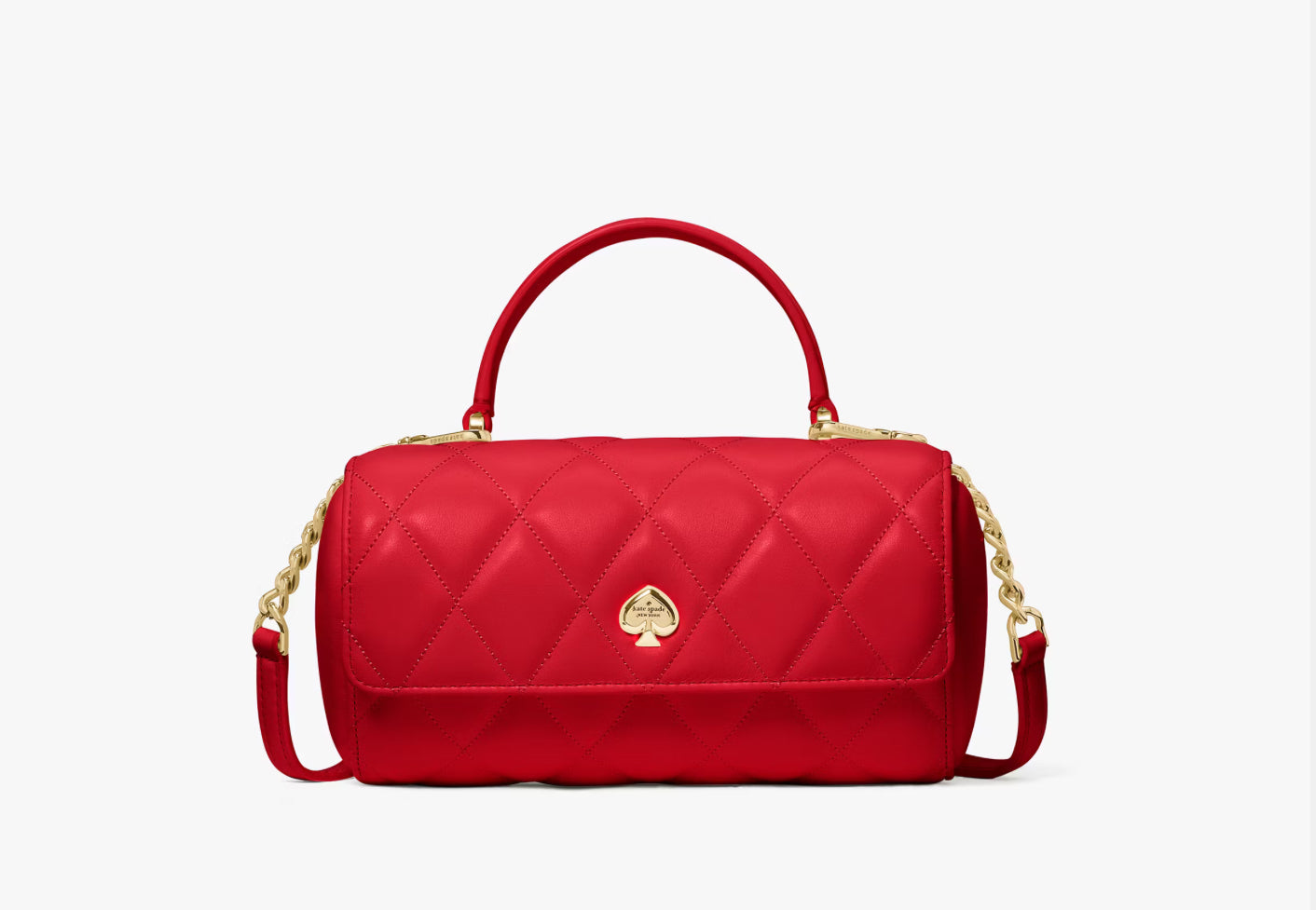 NWT Kate Spade Heart Barrel Quilted Leather Crossbody Bag In Red