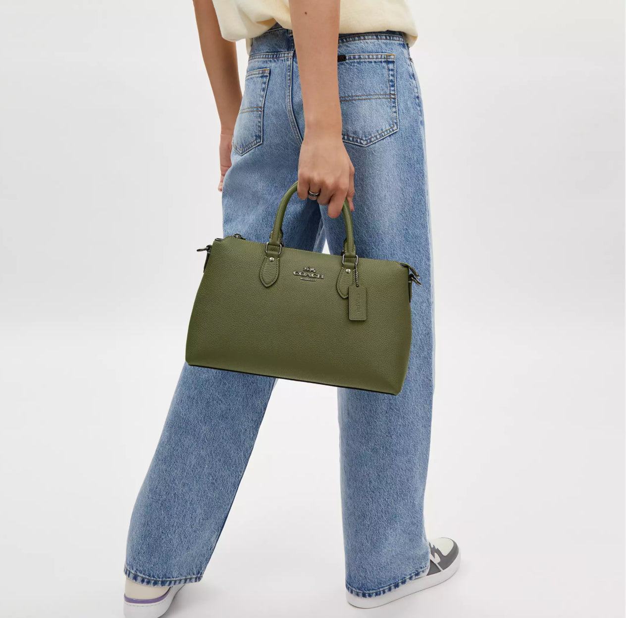 Coach Georgia Large Satchel Leather Bag In Military Green