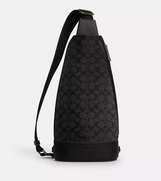 NWT Coach Dominic Sling Pack In Signature Canvas & Smooth Leather