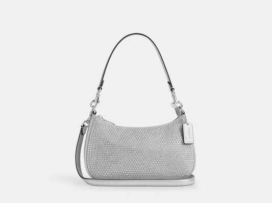 Coach Teri Shoulder Bag With Crystal In Silver