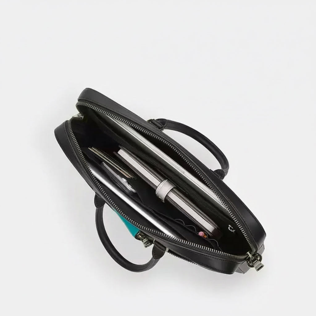 NWT Coach Ethan Slim Brief Laptop Leather Bag In Black