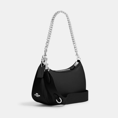 NWT Coach Black Teri Shoulder Bag With Signature Quilting In Smooth Leather