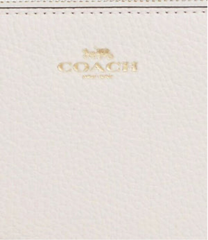 Coach Cross Grain Leather Corner Zip Wristlet Wallet Gold/Chalk