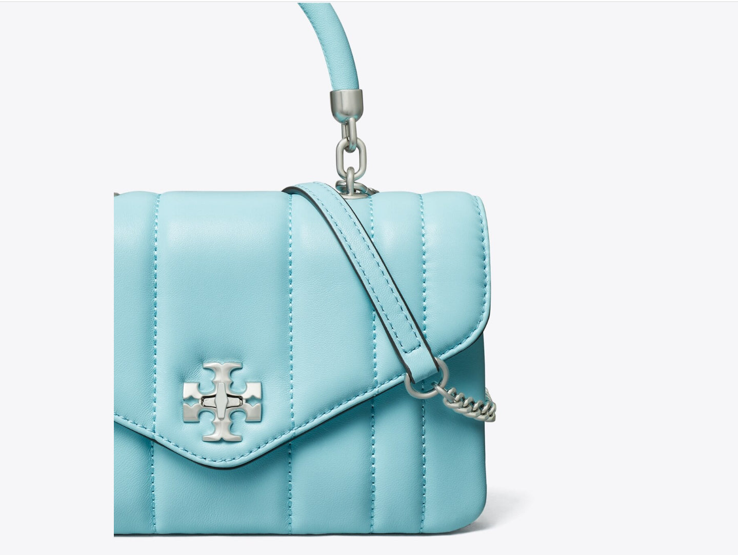 Tory Burch Mini Kira Top Handle Satchel Bag in Leather With Dust Bag Original Dust Bag blue