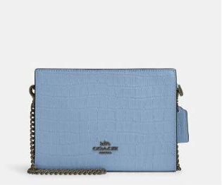 Coach Croc-Embossed Leather Slim Crossbody In Light Blue