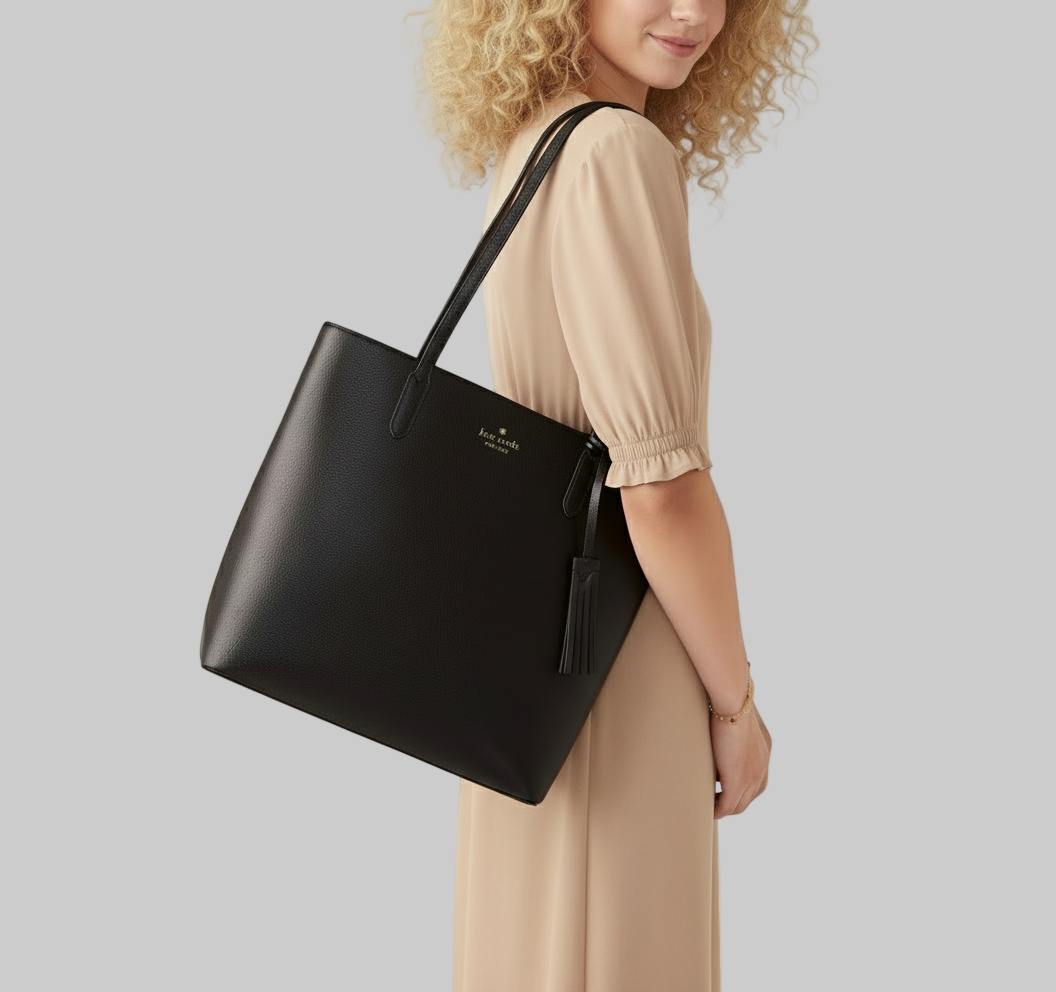 NWT Kate Spade Leather Jana Tote Zipper closure In Black