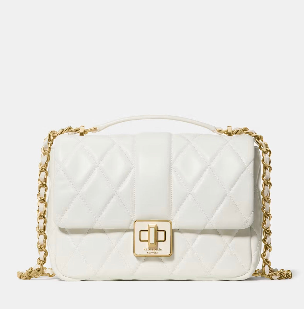 NWT Kate Spade Carey Quilted Leather Small Flap Crossbody Bag In Meringue