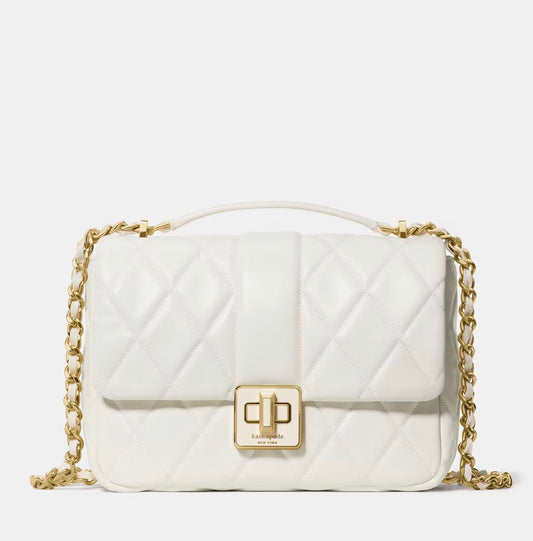 NWT Kate Spade Carey Quilted Leather Small Flap Crossbody Bag In Meringue