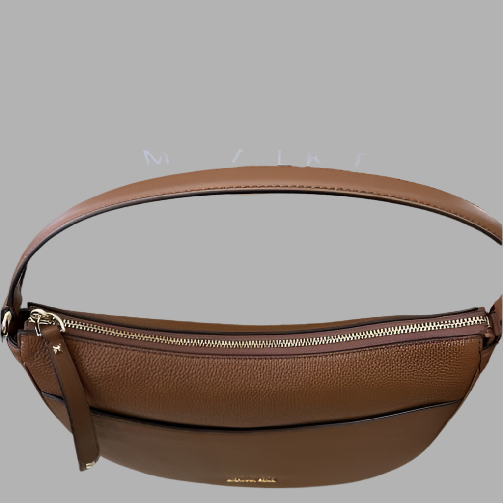 Michael Kors Large Dover Top Zip Half Moon Leather Shoulder Bag In Brown