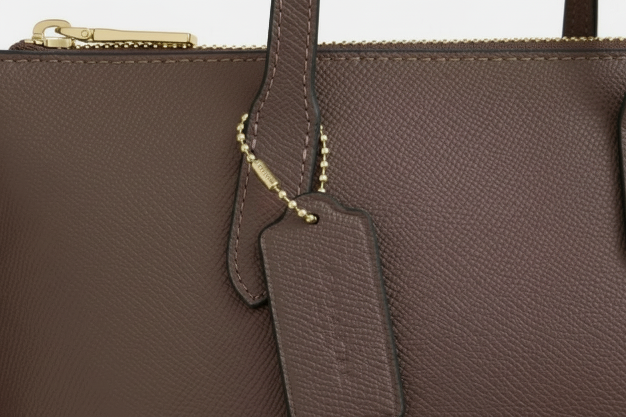 NWT Coach Leather Fiona Zip Tote In Gold/Dark Stone