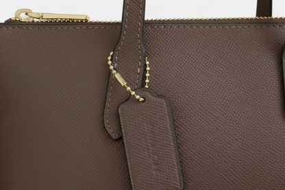 NWT Coach Leather Fiona Zip Tote In Gold/Dark Stone