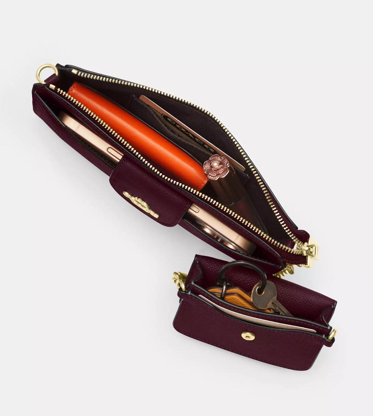 NWT Coach Poppy Crossbody Leather Bag In Dark Wine