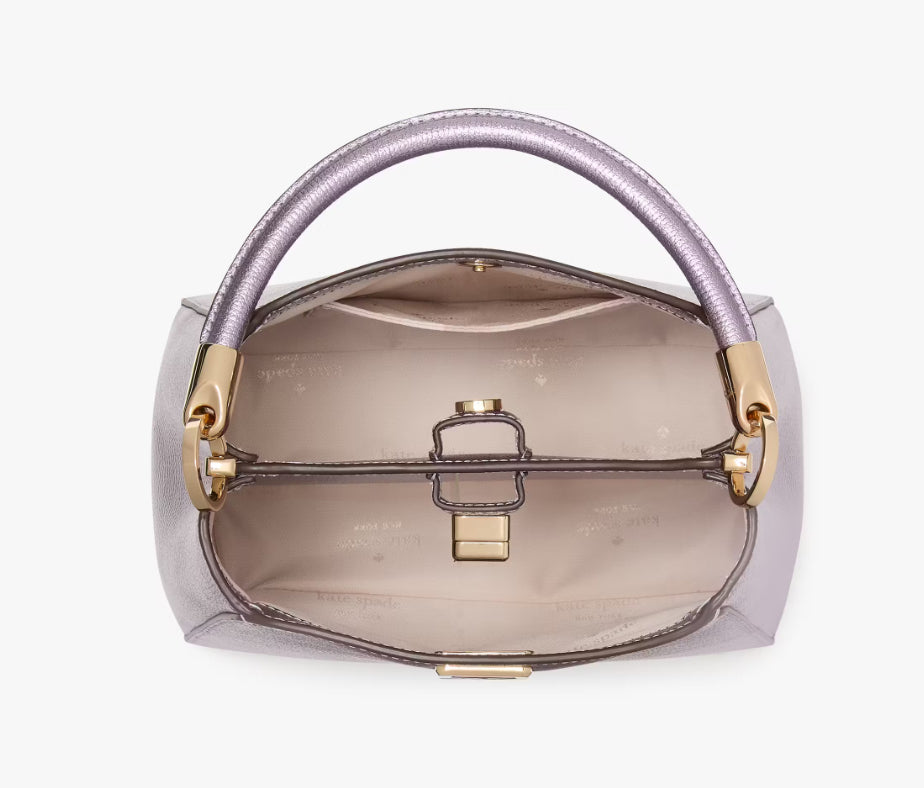 NWT Kate Spade Phoebe Top Handle Leather Satchel In Metallic Lavender