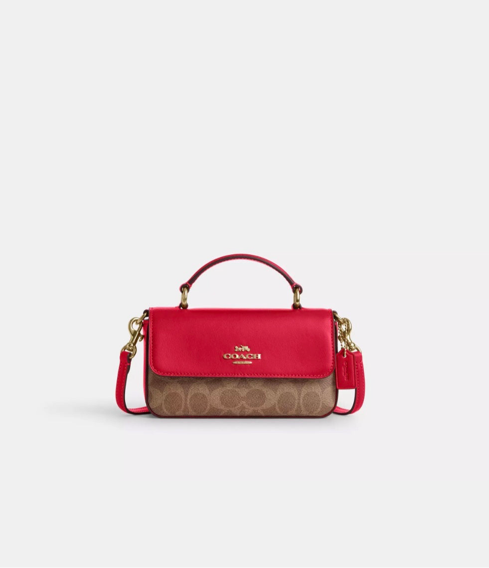 NWT Coach Mini Josie Top Handle Bag In Signature Canvas