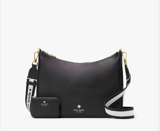 NWT Kate Spade Emma Large Leather Crossbody In Gold/Black