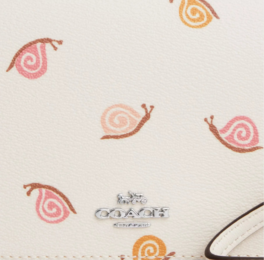 Coach Anna Foldover Clutch Crossbody Bag with Snail Print